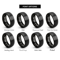 font options for inside engraving on black prison bars icon rings