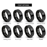 font options for inside engraving on black prison bars icon rings