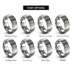 font options for inside engraving on gray prison bars icon rings