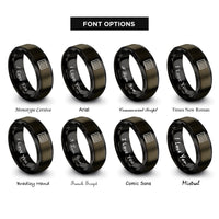 font options for inside engraving on gunmetal & black prison bars icon rings