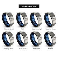 font options for inside engraving on black & blue & silver privateer tricorn rings