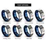 font options for inside engraving on blue & grey probability density cloud rings