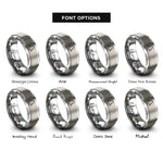 font options for inside engraving on silver probability density cloud rings