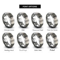 font options for inside engraving on silver probability density cloud rings