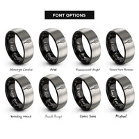 font options for inside engraving on black & silver probe thermometer rings