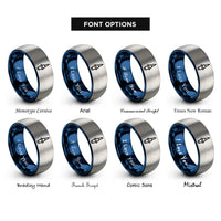 font options for inside engraving on blue & silver probe tip rings