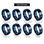 font options for inside engraving on blue progress pride flag rings
