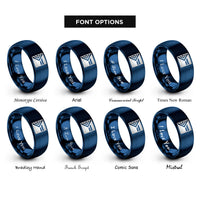font options for inside engraving on blue progress pride flag rings