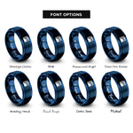 font options for inside engraving on blue progress pride flag rings