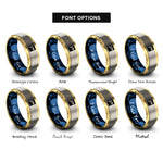 font options for inside engraving on gold & blue & silver progress pride flag rings