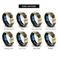 font options for inside engraving on gold & blue & silver progress pride flag rings