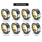 font options for inside engraving on gold & blue & silver progress pride flag rings