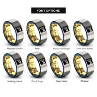 font options for inside engraving on gold & blue & silver progress pride flag rings