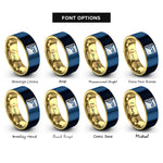 font options for inside engraving on gold & blue progress pride flag rings