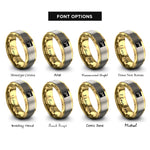 font options for inside engraving on gold & gray progress pride flag rings