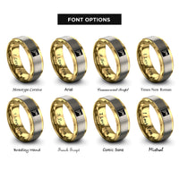 font options for inside engraving on gold & gray progress pride flag rings