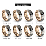 font options for inside engraving on rose gold & gray progress pride flag rings