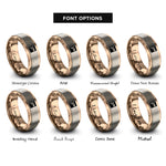 font options for inside engraving on rose gold progress pride flag rings
