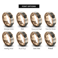 font options for inside engraving on rose gold progress pride flag rings
