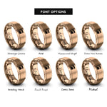 font options for inside engraving on rose gold progress pride flag rings