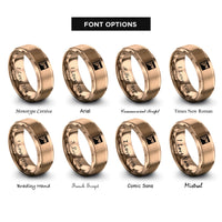 font options for inside engraving on rose gold progress pride flag rings