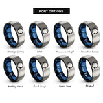 font options for inside engraving on black & blue & gray progress spinner rings