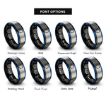font options for inside engraving on black & blue & silver progress spinner rings
