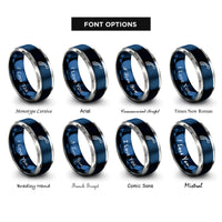 font options for inside engraving on blue & gray projectile trajectory rings