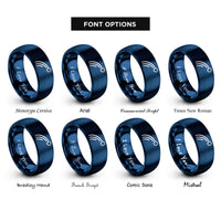 font options for inside engraving on blue projectile trajectory rings