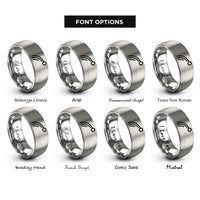 font options for inside engraving on grey projectile trajectory rings