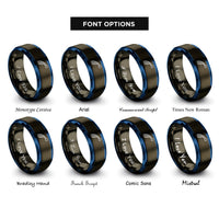 font options for inside engraving on gunmetal & blue projectile trajectory rings