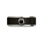 laser engraved ring – black & grey tungsten chalk bag wedding band
