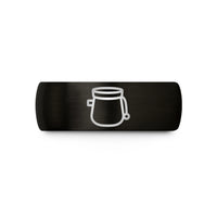 laser engraved ring – black tungsten chalk bag wedding band