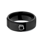 unisex promise ring – black tungsten chalk bag wedding band