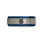 women's delicate tungsten band – black & blue & silver tungsten wave trident wedding band