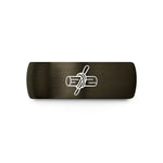engraved rings for her – gunmetal & black tungsten timber hitch wedding band