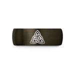 engraved rings for her – gunmetal & black tungsten triquetra trinity knot wedding band