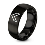 Promise Ring for Couples – black tungsten heraldic chevron ring