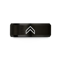 laser engraved promise ring – black tungsten heraldic chevron wedding band