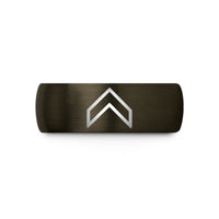 couples matching wedding bands – gunmetal & black tungsten heraldic chevron wedding band