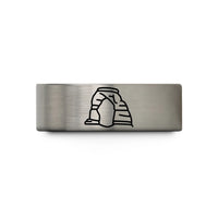 women's tungsten wedding band – blue & silver tungsten delicate arch arches wedding band
