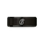 women's engraved jewelry – black tungsten french curve wedding band