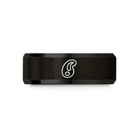 women's engraved jewelry – black tungsten french curve wedding band