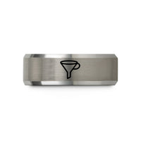women's wedding band – black & gray tungsten funnel wedding band