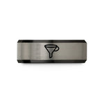 women's promise ring gift – black & silver tungsten funnel wedding band