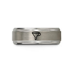 engraved ring for her – silver tungsten funnel wedding band