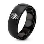 Promise Ring for Him – black tungsten cracked skull ring