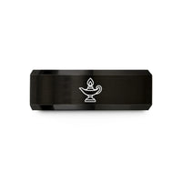couples tungsten band set – black & rose gold tungsten lamp of knowledge wedding band