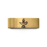 engraved rings for couples – gold tungsten lamp of knowledge wedding band