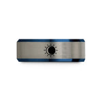 engraved ring for men – black & blue & gray tungsten solar eclipse ring wedding band